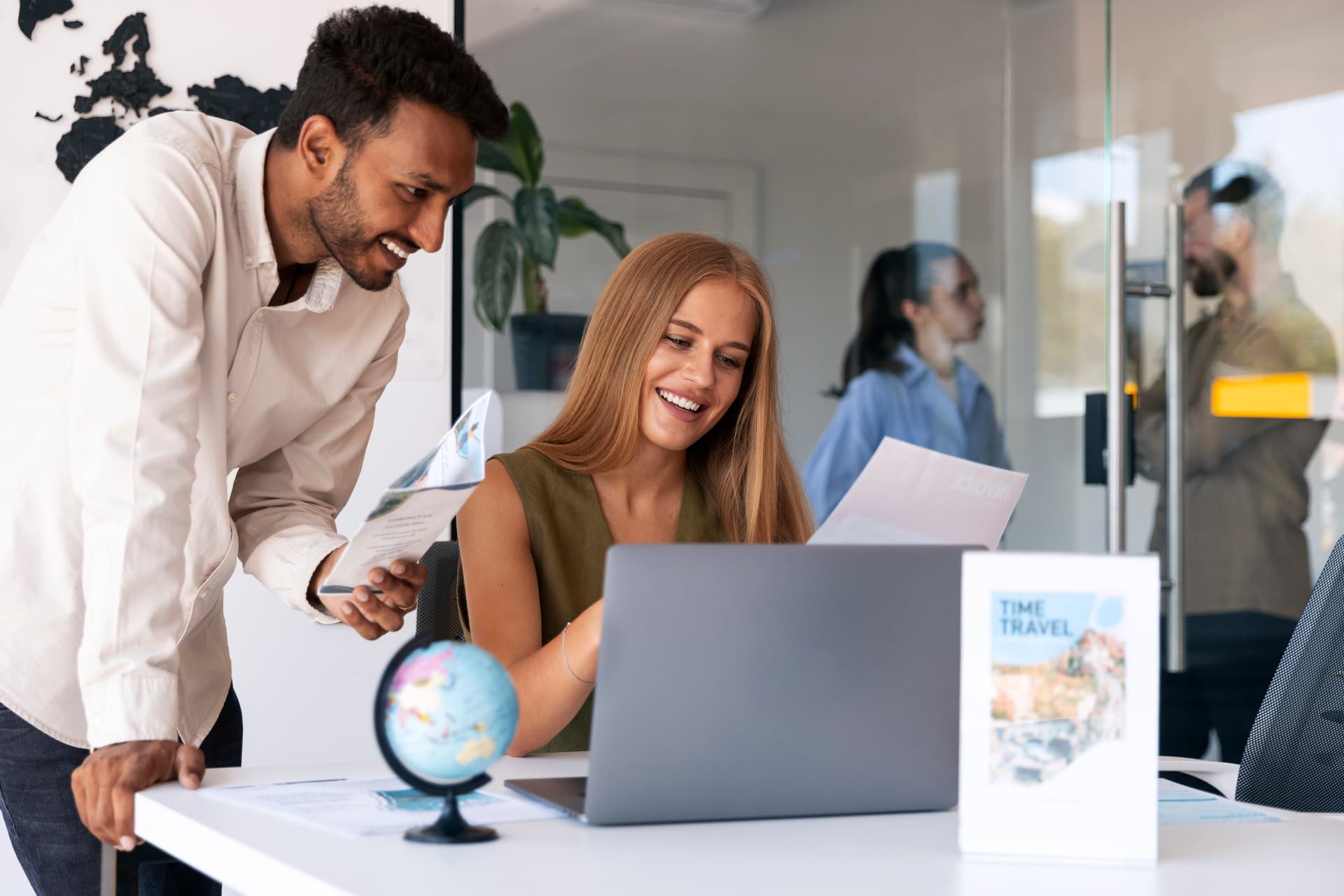 Professionals working in an international office